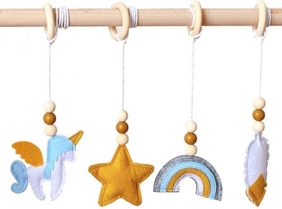 Babygym hangers Boxmobiel hangers Hangspeelgoed Speeltjes voor de babygym Regenboog eenhoorn ster blad