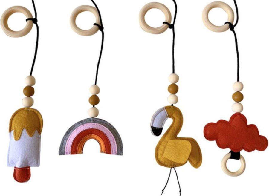 Babygym hangers Boxmobiel hangers Hangspeelgoed Speeltjes voor de babygym Regenboog vogel wolk en ijsje