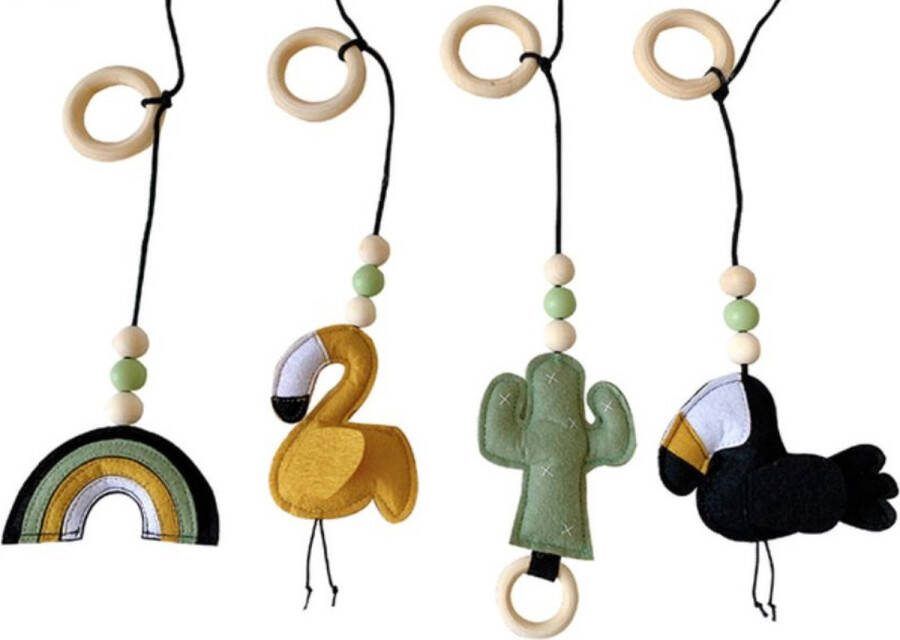 Babygym hangers Boxmobiel hangers Hangspeelgoed Speeltjes voor de babygym Regenboog vogels en cactus