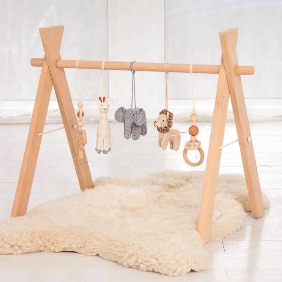 Babygym Houten Speelgoed Kraamcadeau Babyshower Gift– Deluxe Baby Gym – Activity Gym Safari