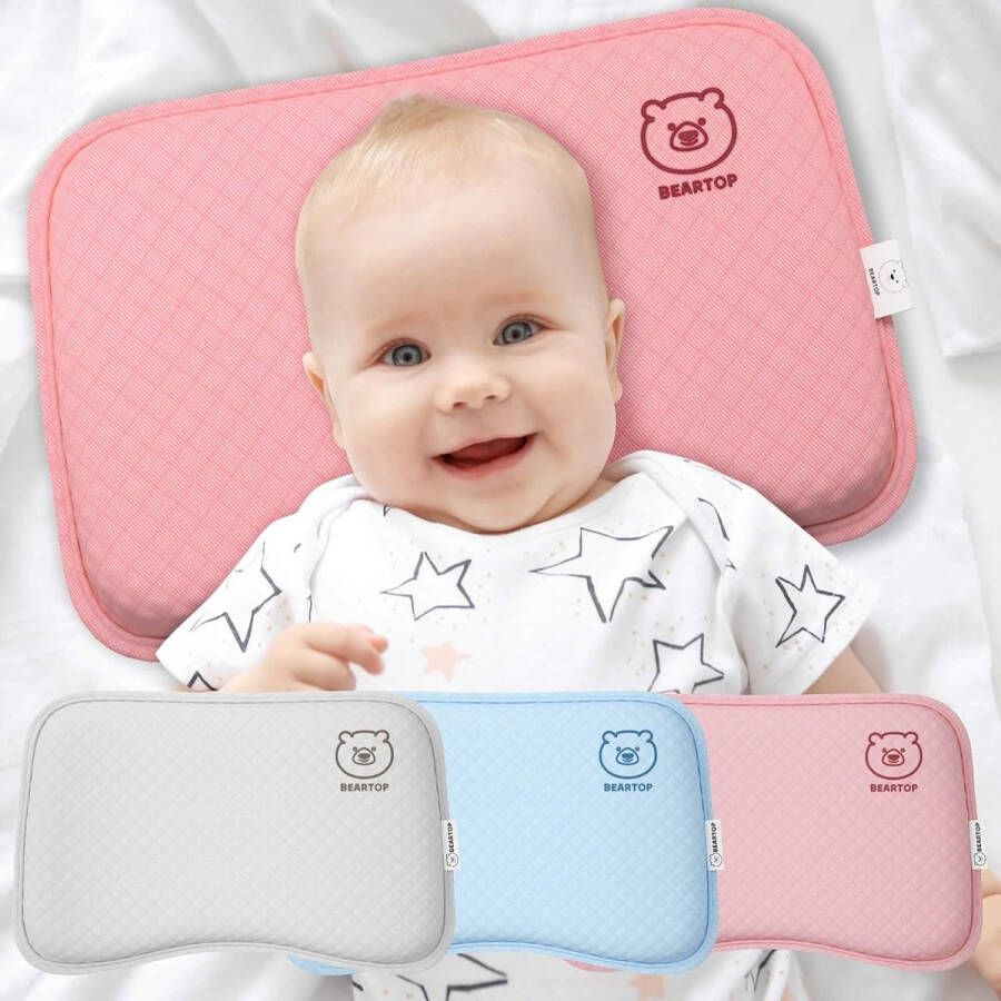 Babykussen tegen platkop orthopedisch hoofdkussen traagschuim babycadeau 2 hoezen kinderwagen tevredenheidsgarantie (3 jaar)*