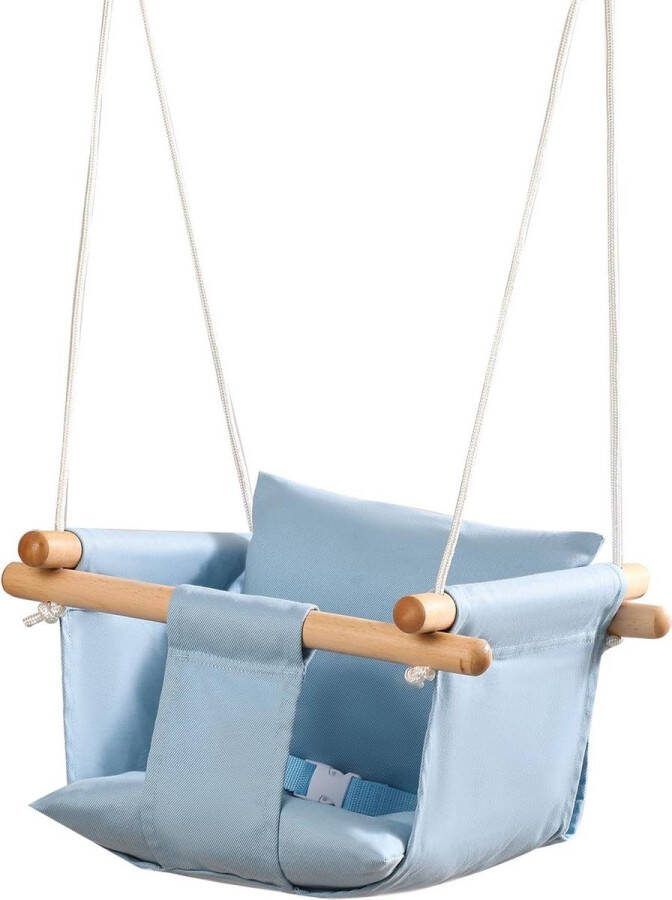 Babyschommel houten kinderschommel voor binnen geschikt voor deurkozijnen peuterschommel vanaf 1 jaar blauw voor kinderkamer