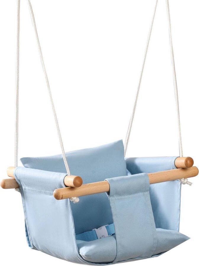 Babyschommel kinderschommel voor binnen houten schommel voor kinderen schommel voor deurkozijn schommel peuterschommel vanaf 1 jaar voor kinderkamer (blauw)