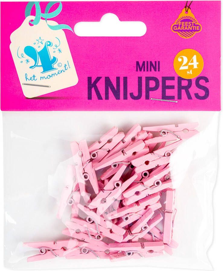 Babyshower mini knijpertjes Roze Wasknijpers 24 stuks Kaarten ophangen Geboorte meisje dochter