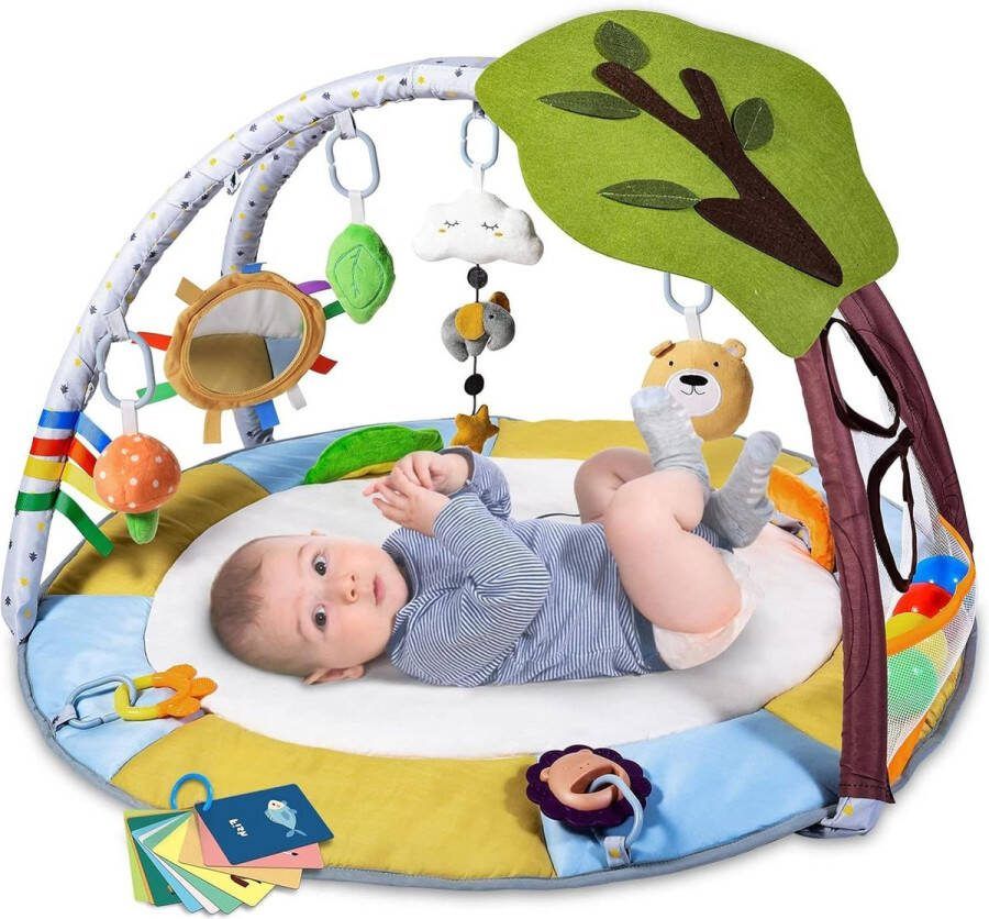 Babyspeeldeken met speelboog en verwisselbare overtrekken voor baby's speelmat en afneembaar speelgoed belevenisdeken gym kruipdeken antislip Lupantte play mat baby