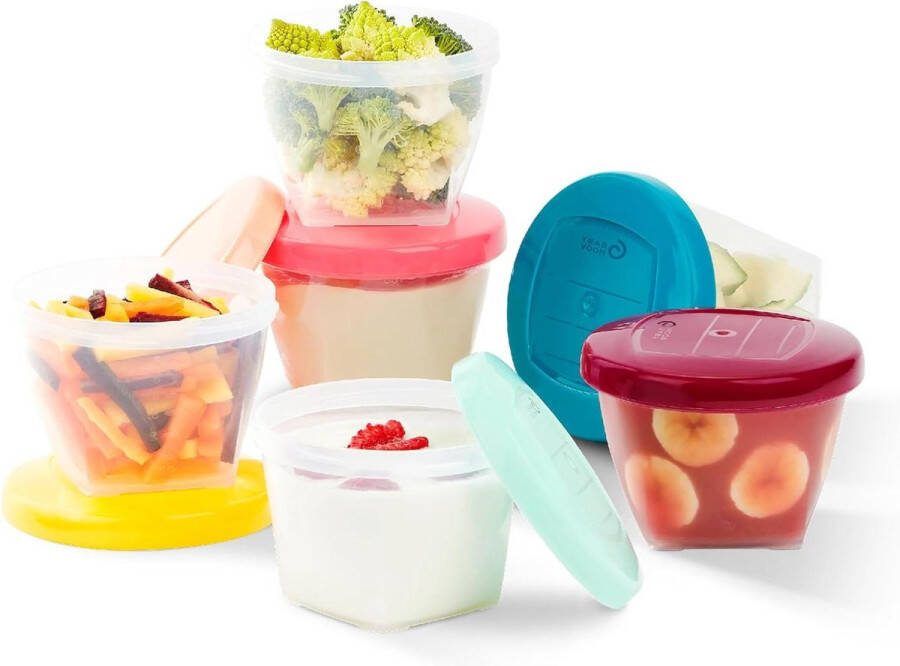Babyvoeding Bewaardoos Hermetische Draaisluiting Meerkleurig 6-Delig 180ml Babybols Meal prep bakjes