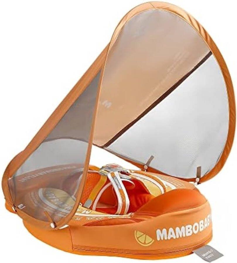 Babyzwemband met zonnedak mambobaby niet opblaasbare zwemband huidvriendelijk en zacht zwemhulp zwemtrainer voor kinderen van 3 maanden tot 24 maanden