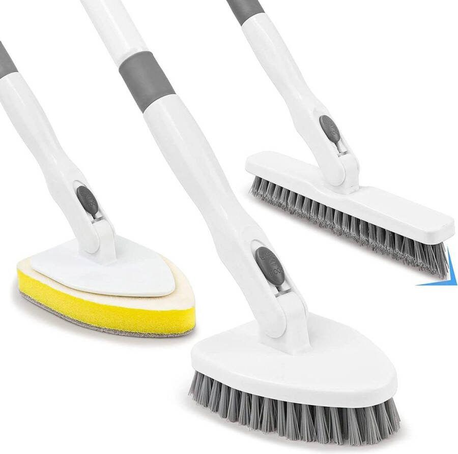 Bad en Tegel Scrubber Douche Reinigingsborstel met Afneembaar Lang Handvat Stijve Varkenshaar Scrub Borstel voor Badkamer en Keuken Reiniging Tool voor Douche Bad Toilet Muur Glas 52 inch Afwasborstel