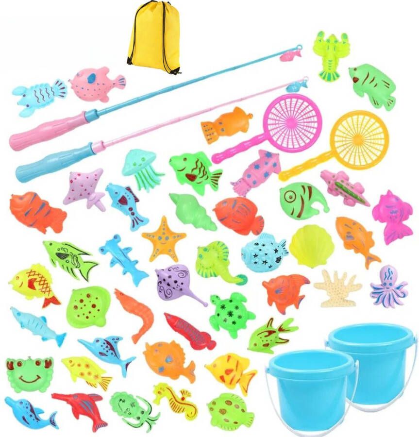 Yackoo Bad Vishengel Set XL 51 stuks Badspeelgoed Speelgoed vissen Badspeeltjes Magnetisch visspel Strand speelgoed- Magneetvissen