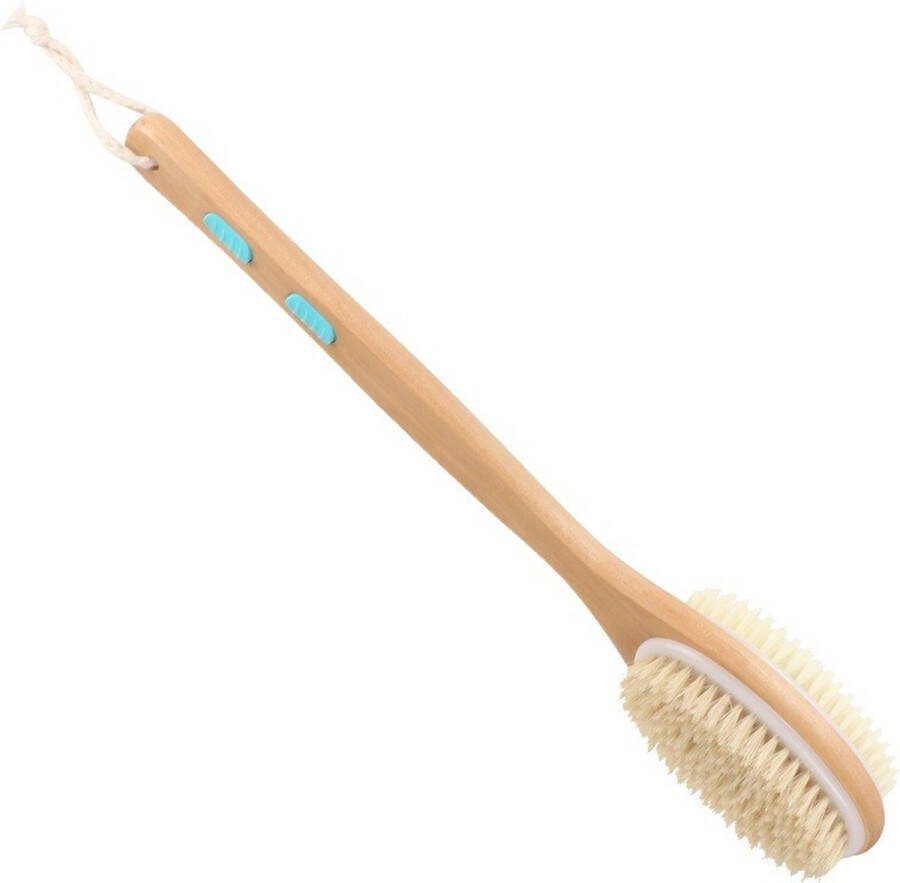 Badborstel zachte en stijve haren lange steel dubbelzijdige badborstel badscrub exfoliërende rugmassagebadborstel 43 cm Badborstel met Lange Steel Dubbelzijdig Dry Brushing Lichaamsborstel Rugborstel Doucheborstel Huidborstel 43 cm