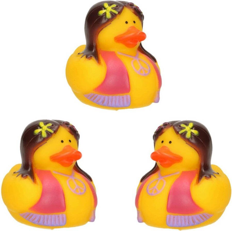 Badeendjes Flower Power 6 stuks hippie geel 5 cm