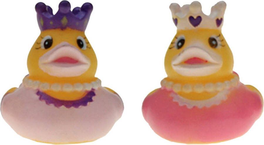 Badeendjes prinses rubber 2 stuks roze en licht roze 5 cm bad speelgoed