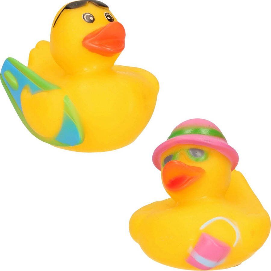 Badeendjes strand en surfer set 2x 5 cm rubber