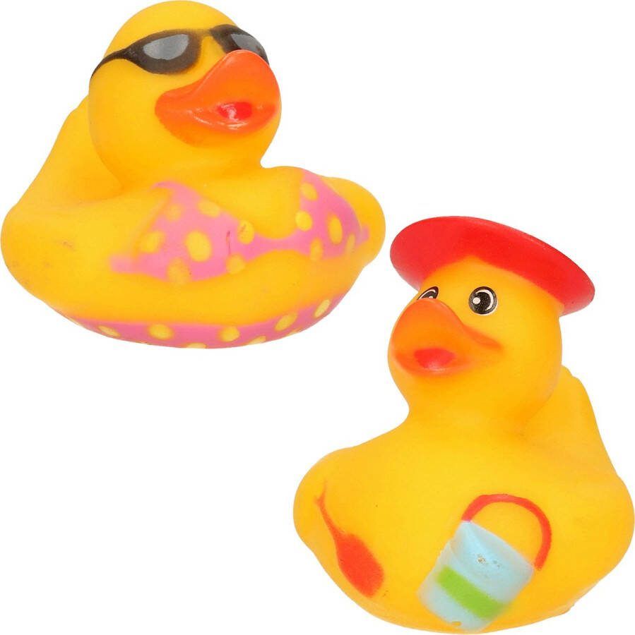 Badeendjes strand thema set 2x 5 cm rubber