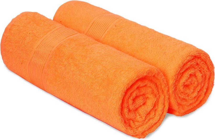 Badhanddoeken extra groot katoen 100 x 150 cm grote badhanddoeken extra absorberend compact sneldrogend en licht oranje
