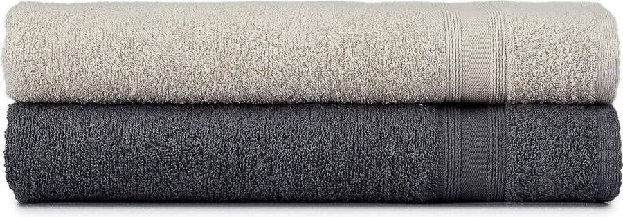 Badhanddoeken grijs beige % 100 katoen badhanddoek 2-delig set van 2 badhanddoeken grijs beige