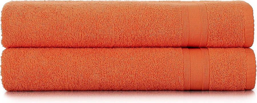 Badhanddoeken oranje %100 katoen douchehanddoeken badhanddoek set 2-delig 2x badhanddoeken set (70x140) zacht en absorberend oranje