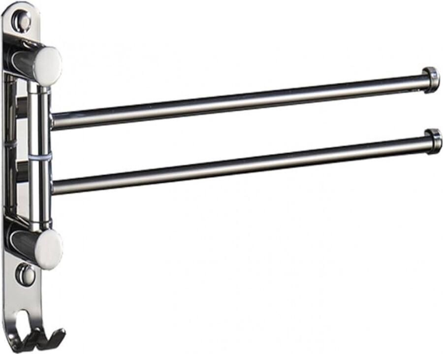 Badkamer handdoekenrek met 2 180° roterende staven SUS304 roestvrijstalen handdoekdroger Wandgemonteerd handdoekenrek Handdoekdroger voor badkamer aanrecht (chroom zilver) 32 * 23 cm