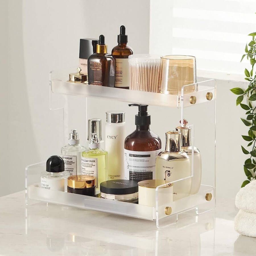 Badkamer Organizer Countertop 2 Tier Badkamer Teller Organizer Keuken Kruidenrek Cosmetische Organizer Opbergrek voor Badkamer Woonkamer Slaapkamer Kaptafel