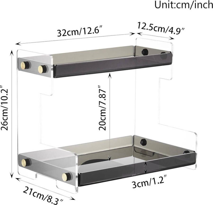 Badkameropslag Organisator Aanrecht 2-Tier Acryl Parfumbakje Make-up Organisator Kruidenrek Opbergrek voor Badkamer Keuken Woonkamer Slaapkamer Kaptafel
