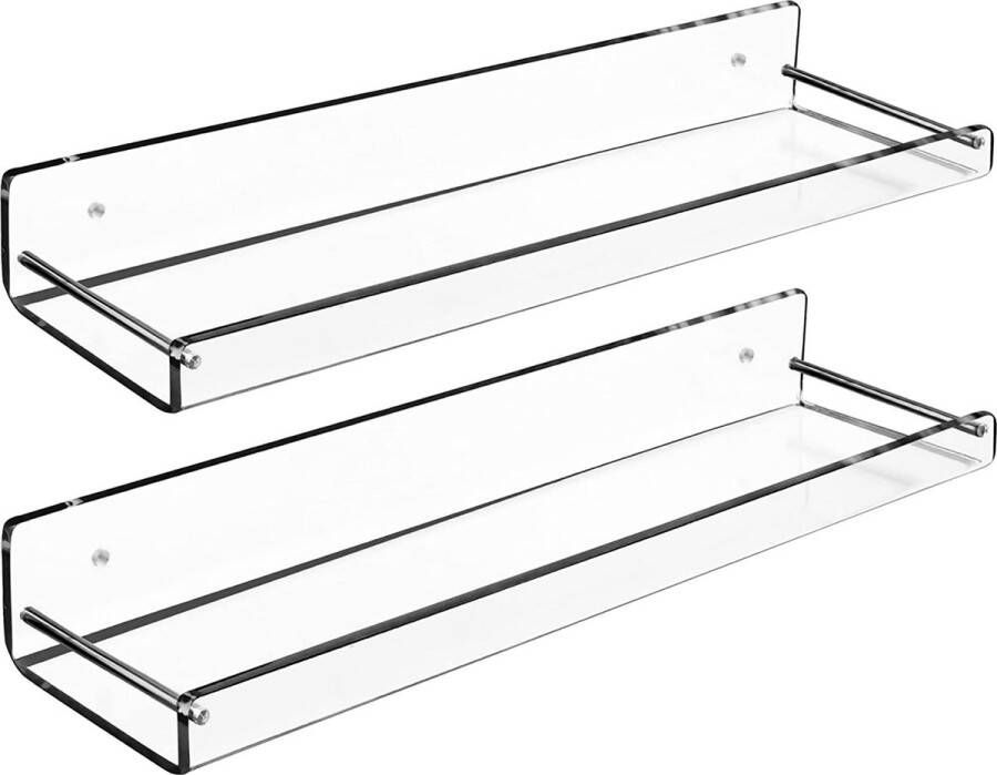 Badkamerplank Planchet 2 Stuks Acryl Doucherek 30*9.5cm Douchemand Badkamerrek Hangend Sanitair Toiletrolhouder met Plankje Rekje Voor In De Douche