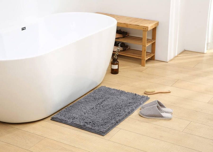 Badkamerset badkamermattensets 3-delige antislip chenille badmat en -mat-sets absorberende badmat voor badkuip douche badkamer (40x60_50x80_50x50x50cm donkergrijs)