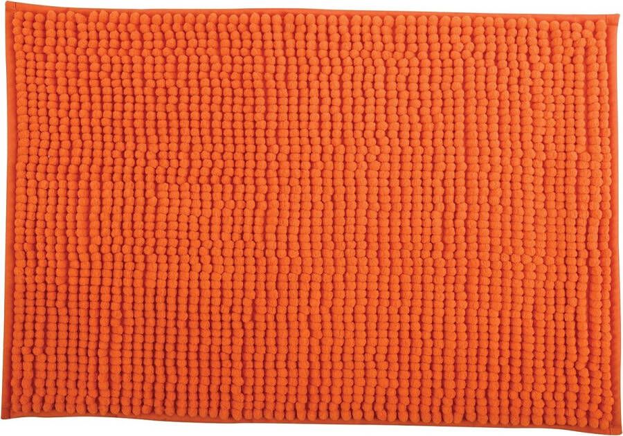 Badkamertapijt douchemat chenille hoogpolig badmat 60 x 90 cm oranje