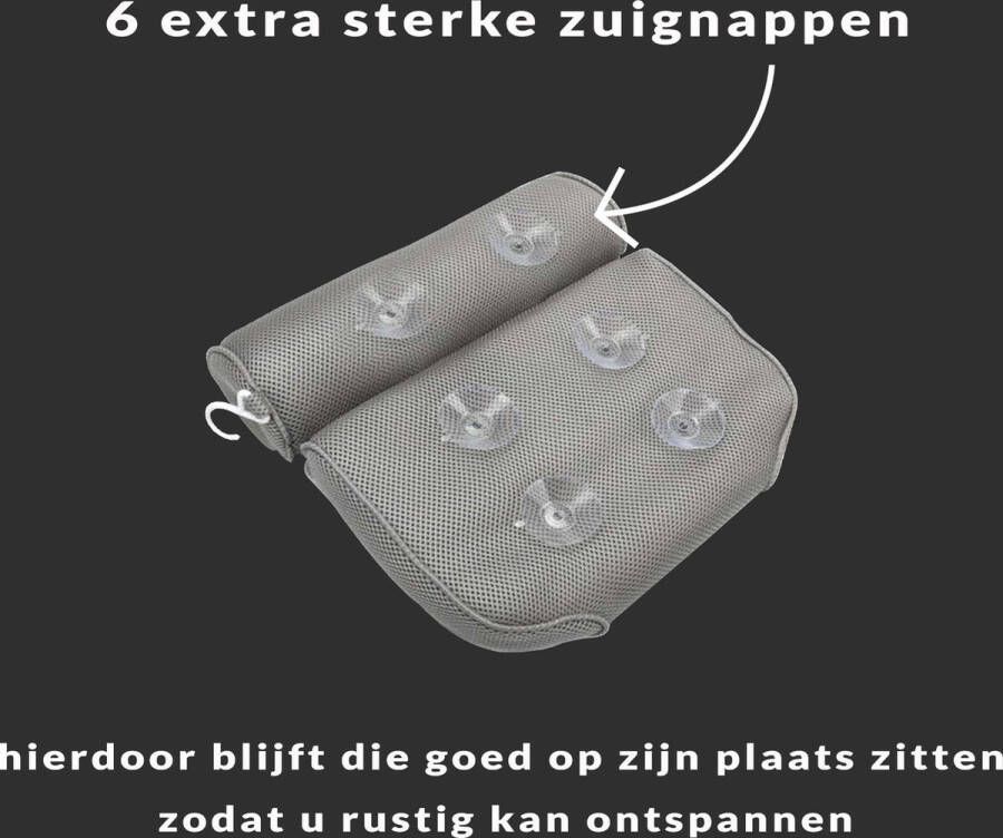 Badkussen – Badkussens voor in bad – Nekkussen bad – hoofdsteun bad – Grijs – Ergonomische – Waterafstotend