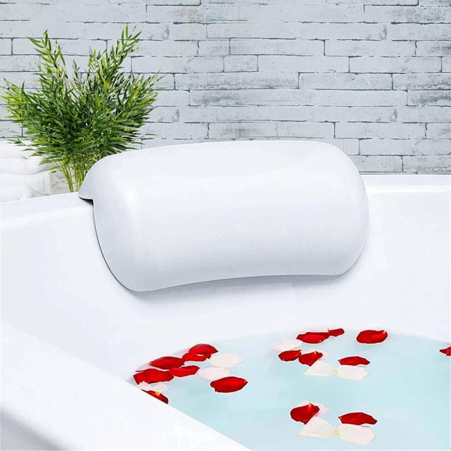 Badkussen ergonomisch badkussen PU-badkussen met zuignappen waterdicht badkussen nekkussen antislip antibacterieel badkameraccessoires voor badkuip