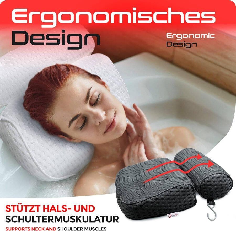 Badkussen hoofdkussen nekkussen air up body pillow Comfortabele en zachte 4D Air Mesh Bad met 6 zuignappen Geheel Waterdicht gemaakt voor het Hoofd de Schouders en Rug en nek voor de badkamer