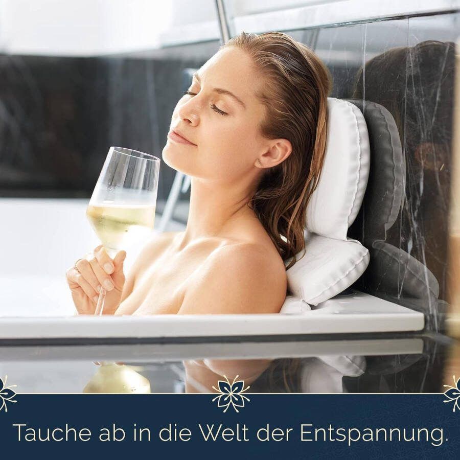 Badkussen incl. geschenkdoos & waterafstotend badkussen zacht nekkussen hoofdkussen badkuip groot wit