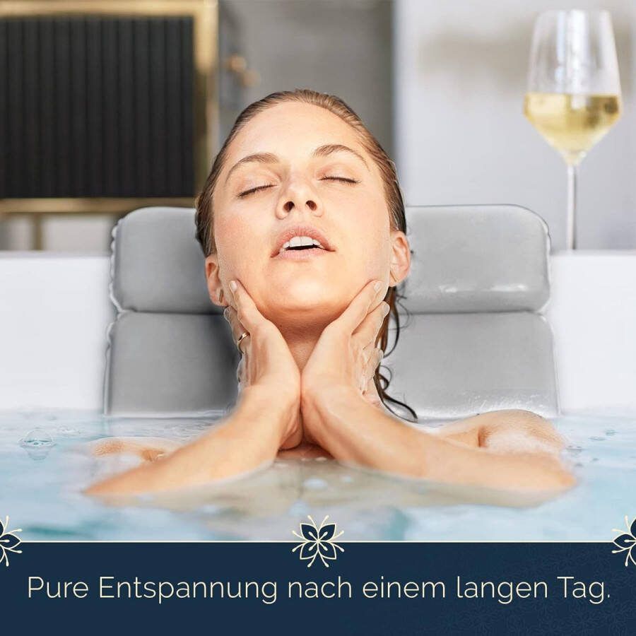 Badkussen incl. geschenkdoos & waterafstotend hygiënisch badkussen zacht nekkussen hoofdkussen badkuip accessoires incl. zuignappen nu maat kiezen (klein-grijs)