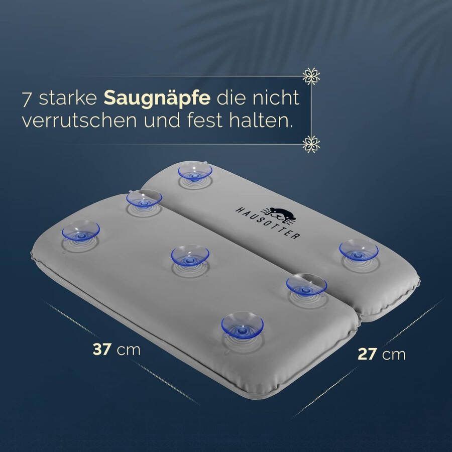 Badkussen incl. geschenkdoos & waterafstotend hygiënisch badkussen zacht nekkussen hoofdkussen bad accessoires incl. zuignappen nu de grootte kiezen (kleingrijs)