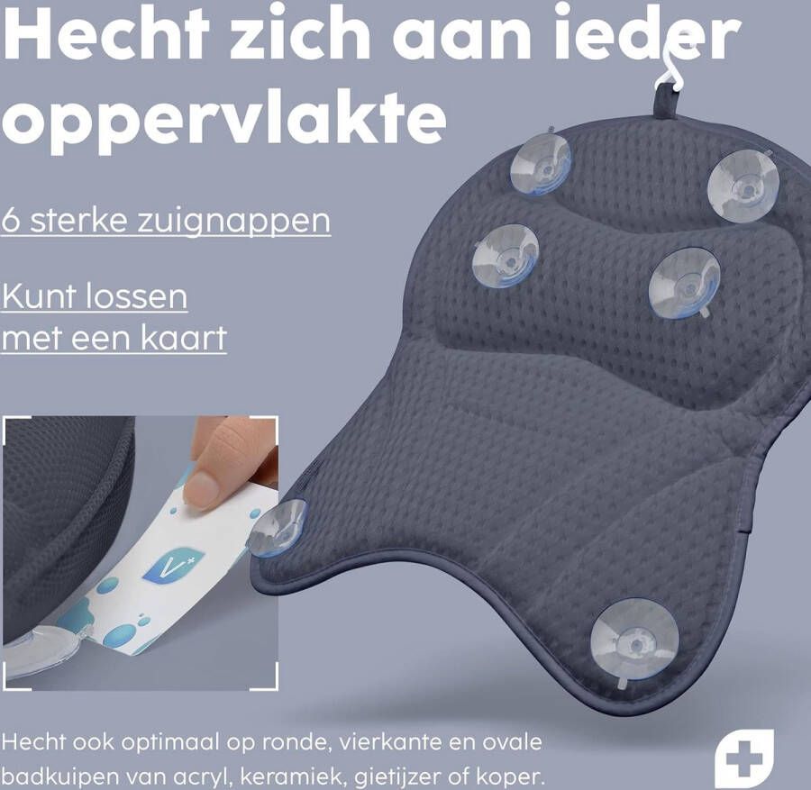 Badkussen Nacht Blauw L Luxe Nekkussen met Zuignappen Bad kussen voor Home Spa Orthopedisch Hoofd Nek & Schouders Steun Nekkussen Bad Kussen Nek Badkussen Voor Bad en Bakuip Nekkussen
