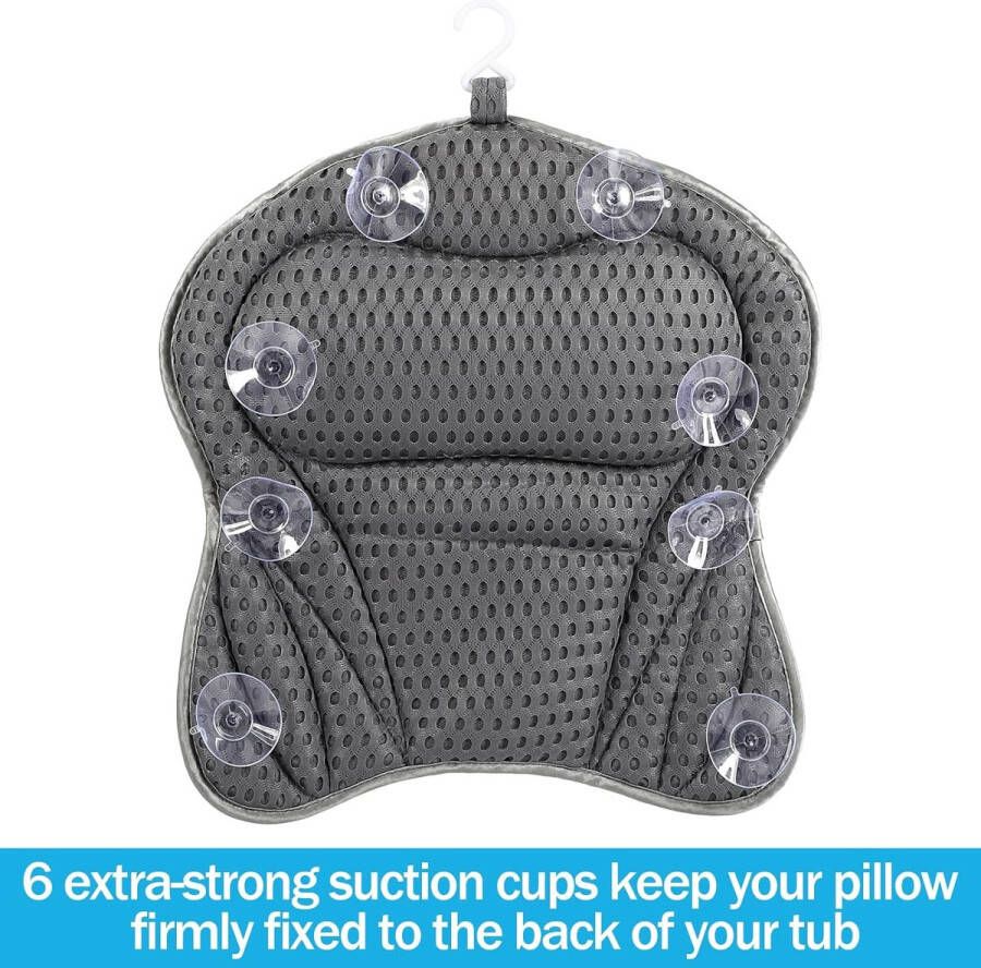 Badkussen nekkussen voor badkuip 4D mesh badkussen nek ergonomisch badkussen voor badkuip met 8 zuignappen voor thuis spa en badkuip home spa ondersteunt hoofd nek en rug