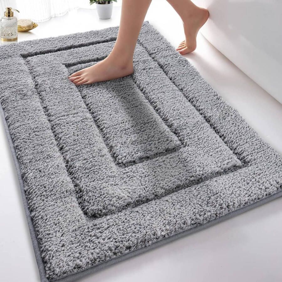 Badmat antislip wasbaar zachte badmat waterabsorberend microvezel badmat voor douche badkuip en toilet grijs 40 x 60 cm