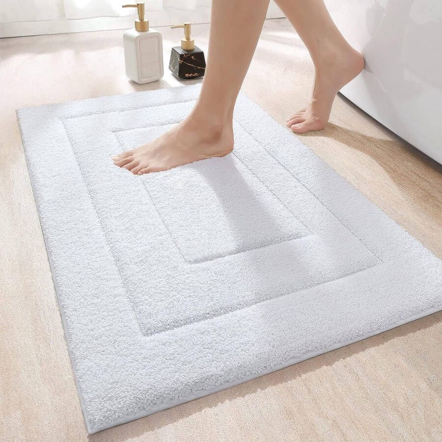 Badmat antislip zacht badkamertapijt waterabsorberende badmat machinewasbaar badmat voor douche bad en toilet wit 40 x 60 cm