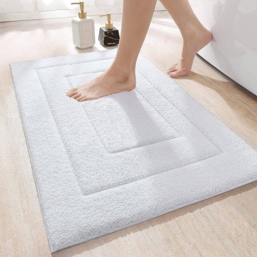 Badmat Antislip Zacht Badkamertapijt Waterabsorberende Badmat Machinewasbare Badmat voor Douche Bad en Toilet Wit 50 x 80 cm