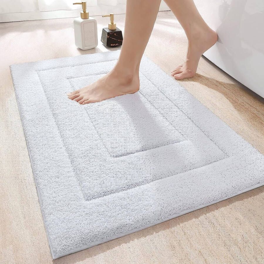 Badmat Antislip Zacht Badkamertapijt Waterabsorberende Badmat Machinewasbare Badmat voor Douche Bad en Toilet Wit 60 x 90 cm