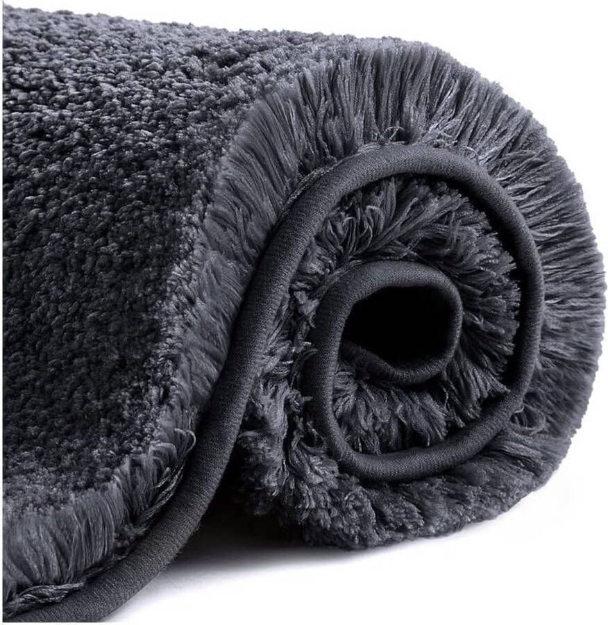 Badmat antislipbadmat verdikt badkamertapijt zachte badmat pluizige microvezelbadmat superabsorberend machinewasbaar sneldrogend 40 x 60 cm (zwart)