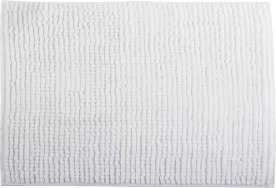 Badmat douchemat chenille hoogpolig badmat 40 x 60 cm wit