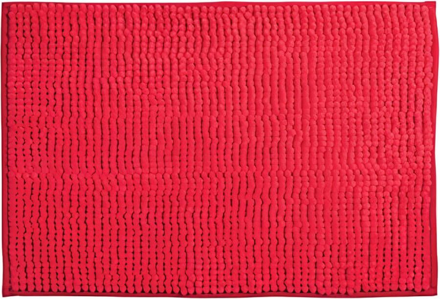 Badmat douchemat chenille hoogpolig badmat 60 x 90 cm rood