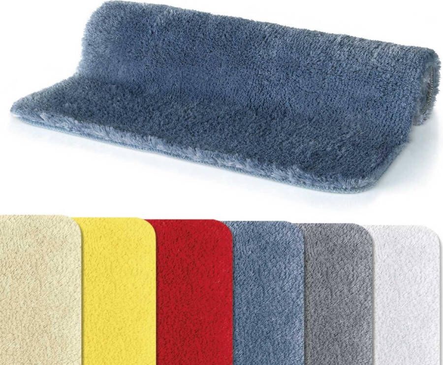 Badmat douchemat Fino superzacht hoogPIN wasbaar antislip badmat 40 x 60 cm blauw-wit