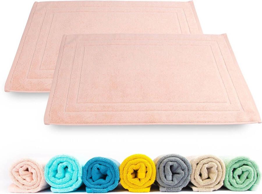Badmat set van 2 100% katoenen badmat van badstof 50 x 70 cm Badmat van hoge kwaliteit 700 g m² Snel drogend absorberend wasbaar roze (Rose Quartz)