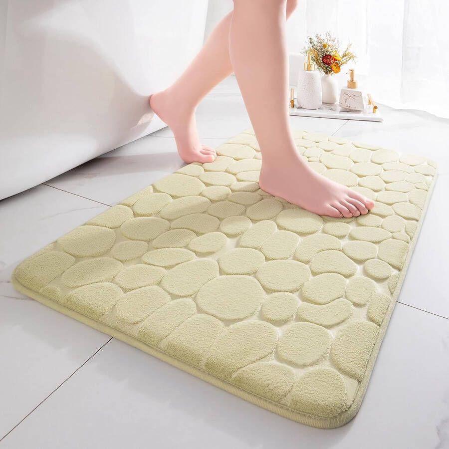 Badmat traagschuim badmat douchemat absorberend badmat douchemat decoratieve voetmat antislip mat voor badkamer en woonkamer 50 x 80 cm lichtgroen