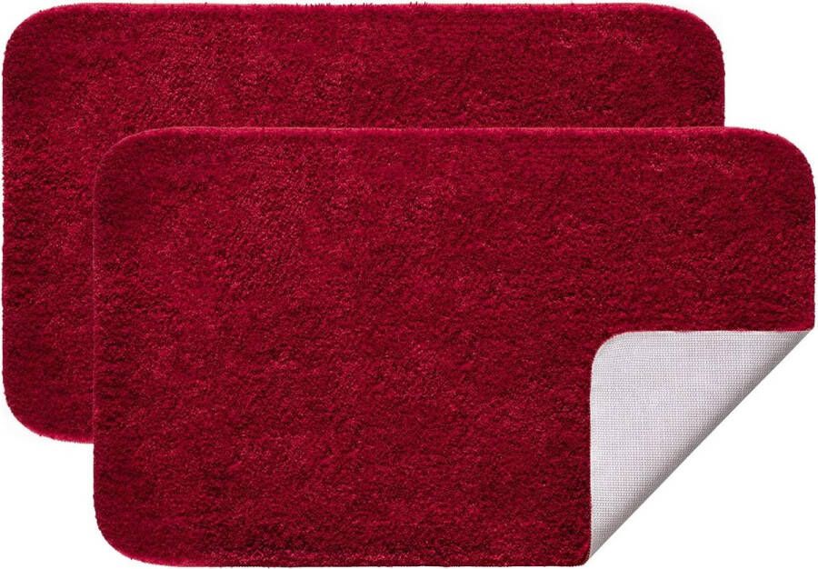 Badmatset antislip badkamermatsets 2 stuks douchemat absorberend badkamertapijt groot tapijt deurmat binnen keuken tapijten tapijt mat voor badkamer slaapkamer keuken ingang 40x60 cm rood