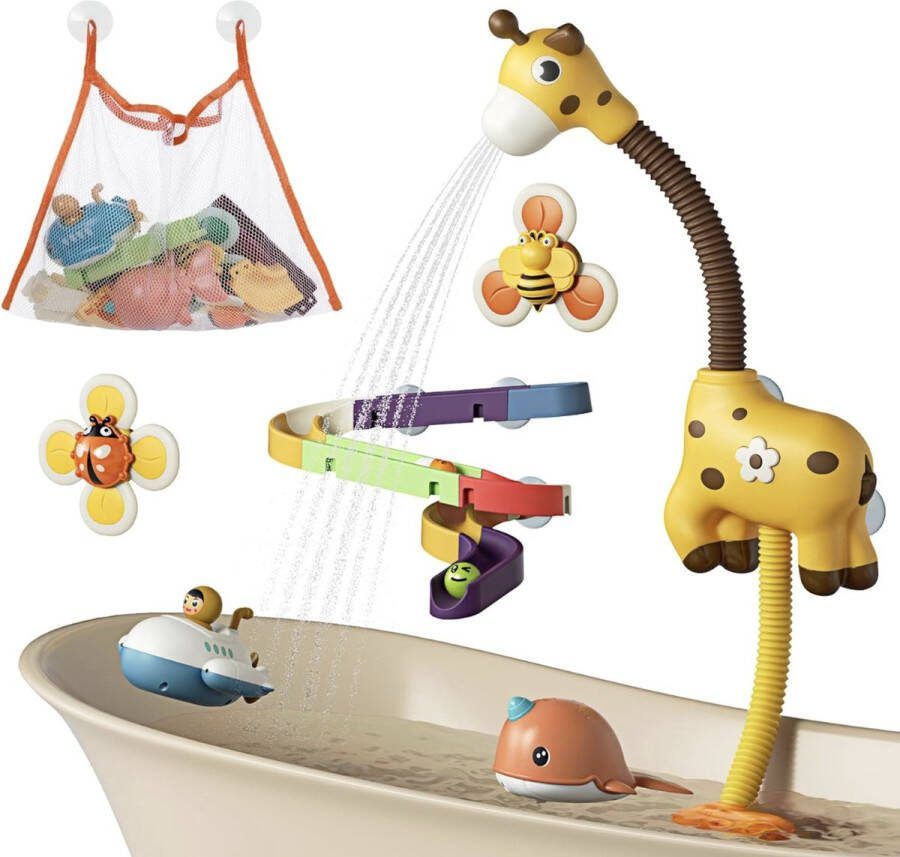 Badspeelgoed voor baby's 12 maanden met douchekop baan met waterglijbaan opwindspeelgoed zuignapspeelgoed opbergtas spuit water voor geschenken