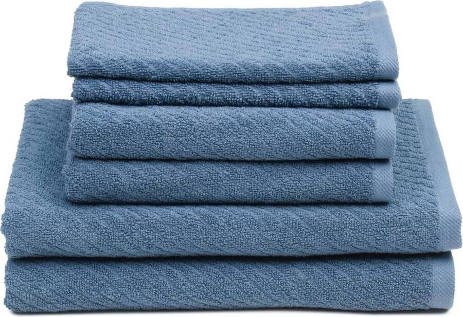 Badstof handdoekenset 2 handdoeken (50 x 100 cm) 2 badhanddoeken (70 x 140 cm) en 2 gastendoekjes (30 x 50 cm) 100% katoen 480 g m² Blauw