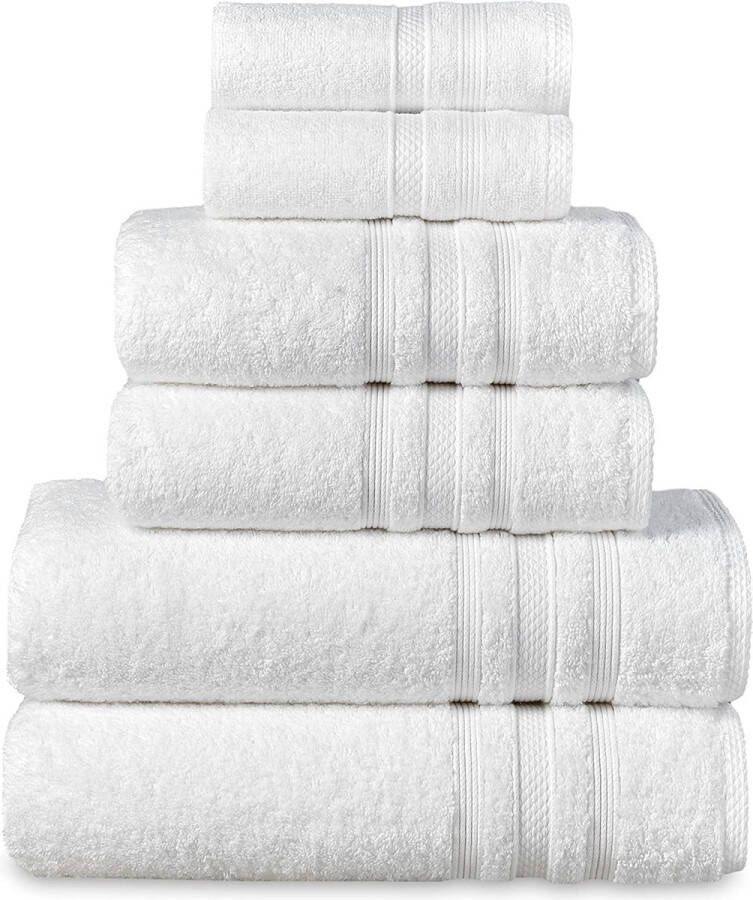Badstoffen handdoeken 6-delig 100% katoen set in verschillende maten 2x badhanddoek 70x140 2x handdoek 50x100 en 2x gastendoekjes 33x33 extra zacht en absorberend (zand)