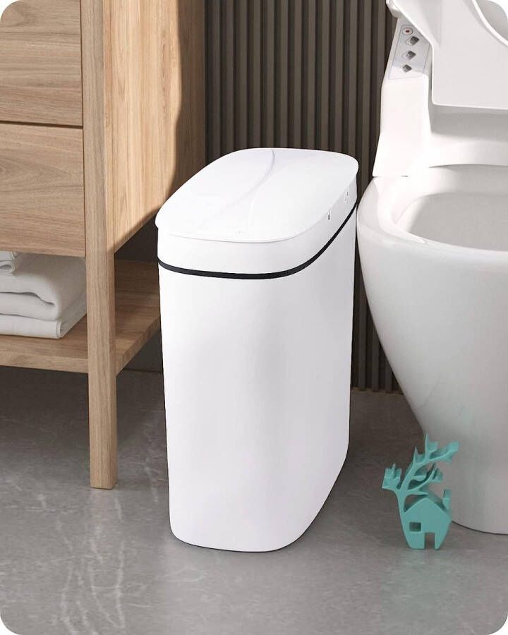 Baffect Prullenbak met Sensor Slanke Badkam erbak Sensor Prullenbak Vuilnisbak Infrarood Sensor Badkamerbak mer Elektrische Deksel Sensorbediening 9L